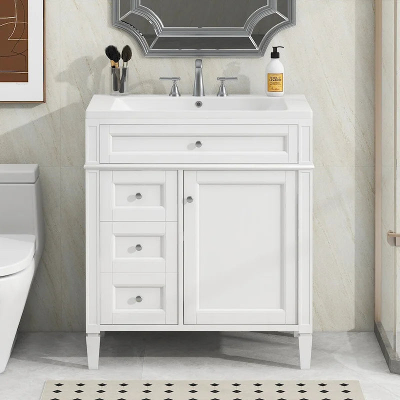 Meuble-lavabo de salle de bain avec vasque à poser et tiroir basculant