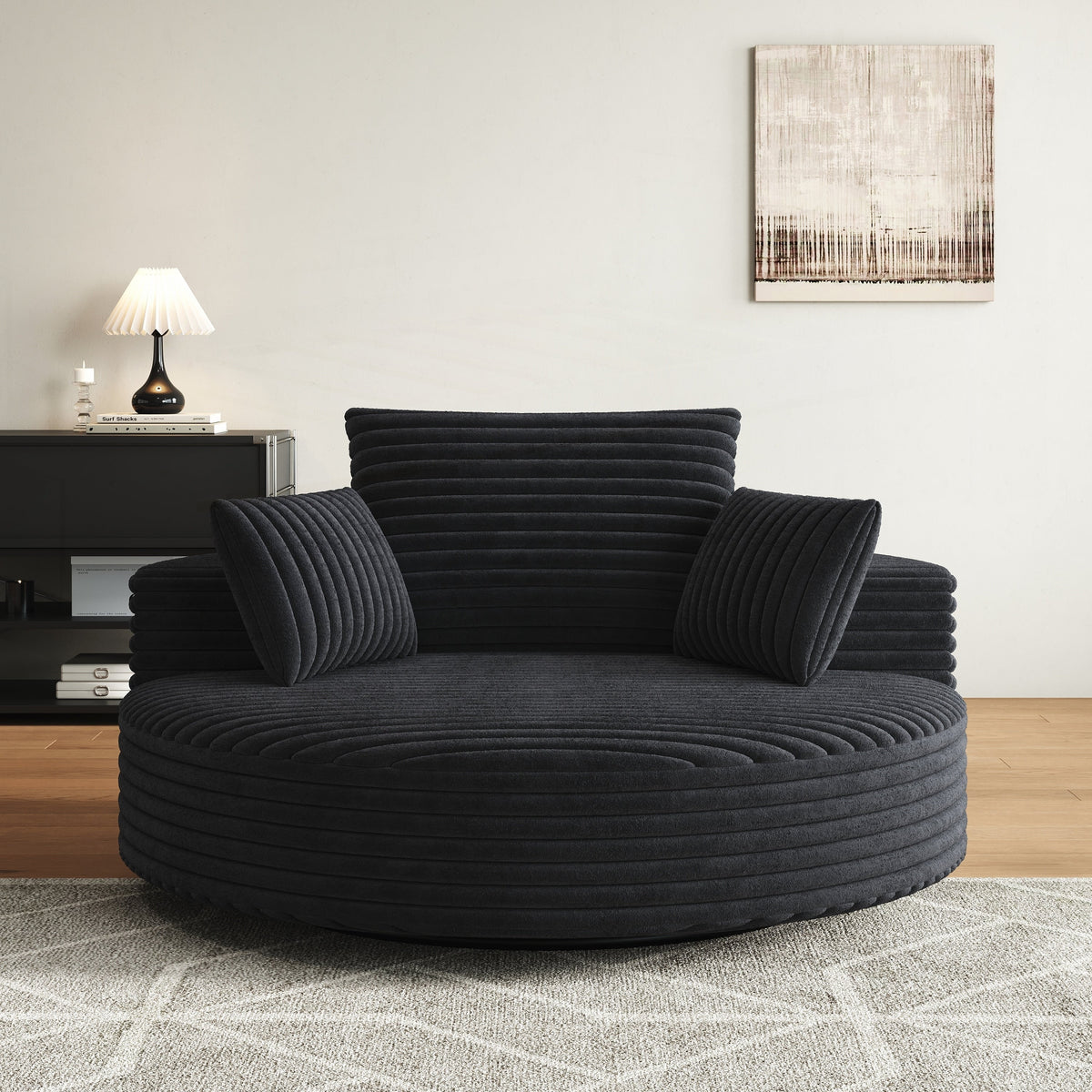 Einzelsessel mit Cord-Chenille-Bezug und Schaumstoffpolsterung, drehbar