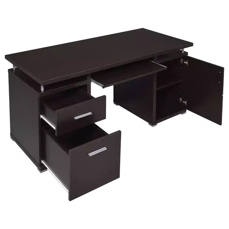 Scrivania in legno da 55 con 2 cassetti, 1 armadietto, 1 ripiano aperto e anta, per ufficio domestico o studio
