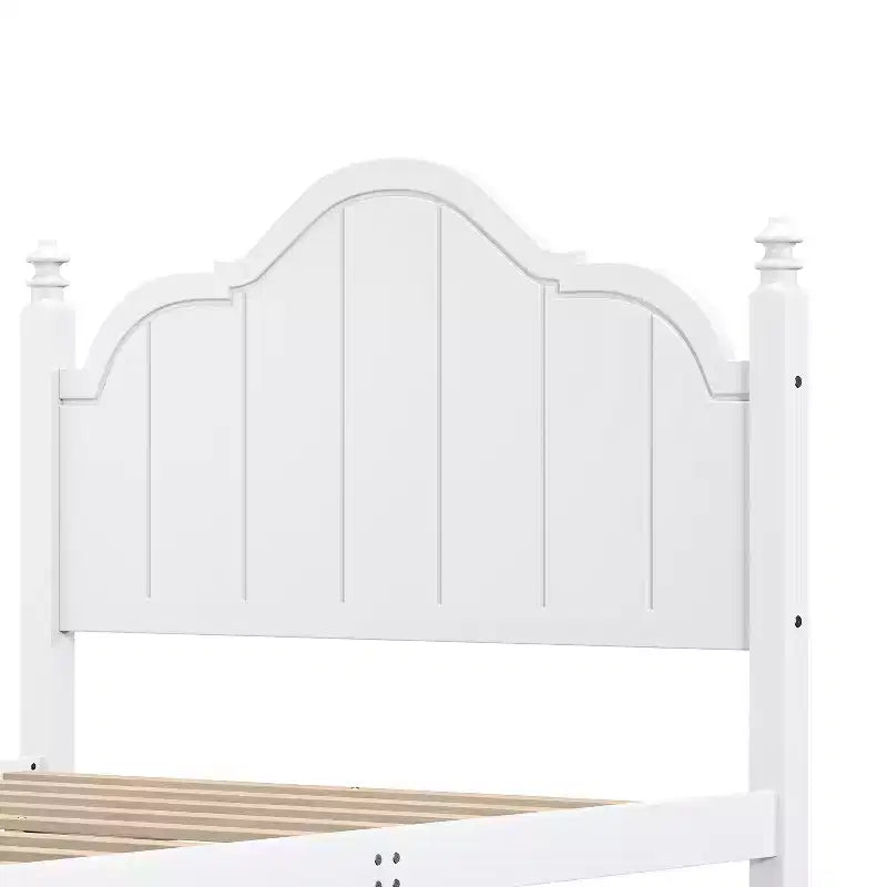 Vintage-Queen-Plattformbettgestell - Massives Kiefernholz, MDF-Kopfteil, kein Boxspring erforderlich