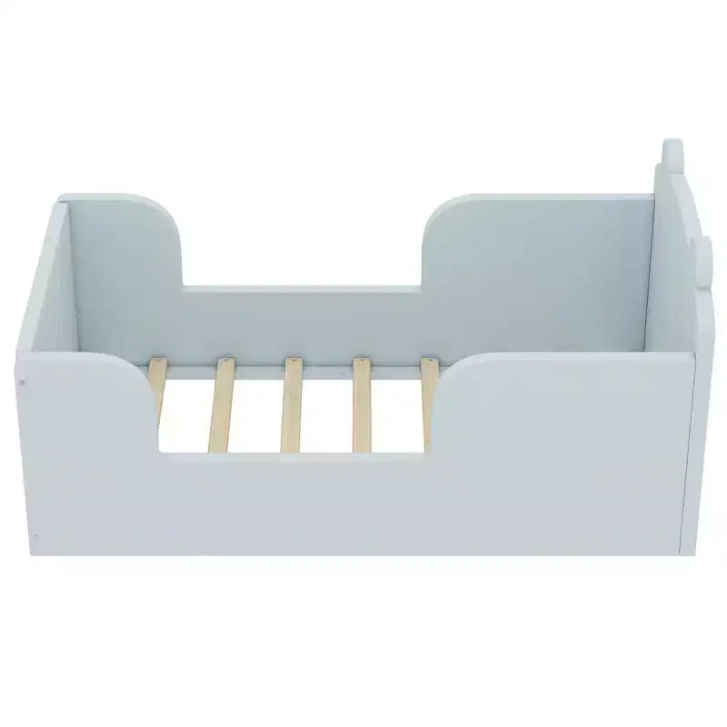 Okak berenvormig vloerbed voor kinderen van 3-6 jaar, peuterbedframe met veiligheidshekje, schattig kinderbed in de vorm van een dier
