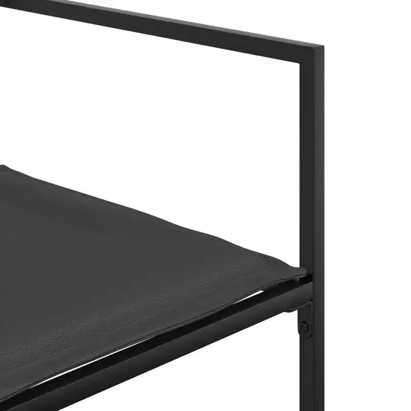 vidaXL Gartensitzgruppe mit Kissen, 13-teilig, schwarzes Textilene - platzsparendes Design mit Klappstühlen, UV-beständig, Tisch aus gehärtetem Glas