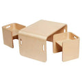 ECR4Kids Premium-Tisch- und Stuhlset aus gebogenem Holz, Kindermöbel, Natur, 3-teilig