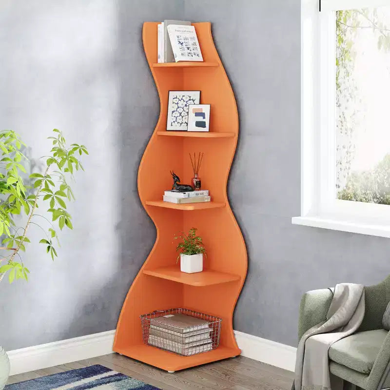 Wand-Eckbücherregal in Seegrasform mit 5 Ablagen