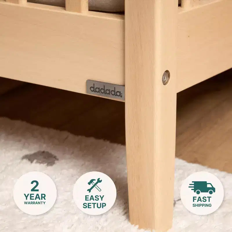 3-in-1-Umbaubett, massives Buchenholz, GREENGUARD Gold-zertifiziert, hergestellt in Italien