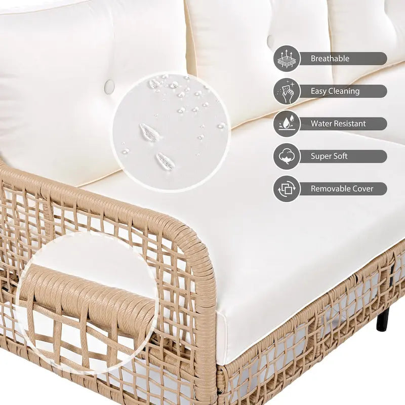 4-delige loungeset van rotan voor buiten met draaibare stoelen en salontafel