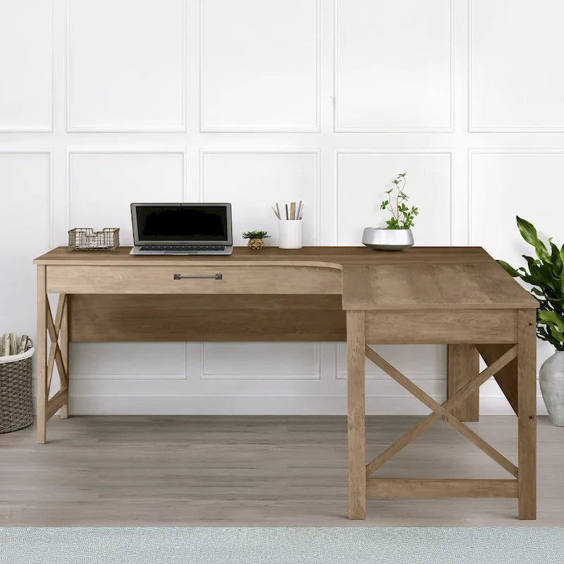 Alaska-Schreibtisch im modernen Landhausstil in L-Form mit Schublade