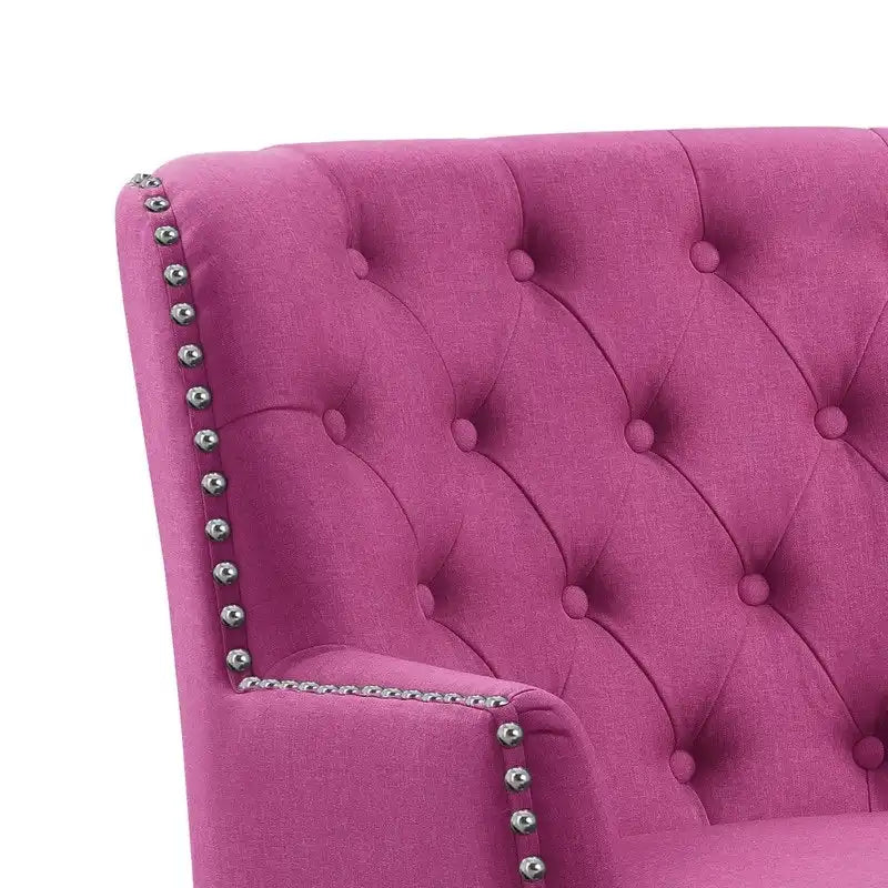 Poltrona decorativa Moser Bay Mignon in velluto/lino, larga 30, con schienale alto e bottoni