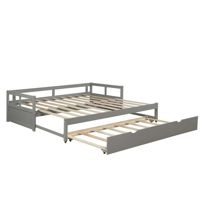 Ausziehbares Tagesbett mit Ausziehbett, Holztagesbett mit Ausziehbett