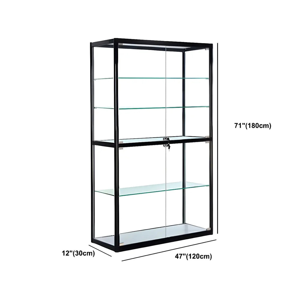 Moderner rechteckiger Vitrinenschrank aus schwarzem Glas