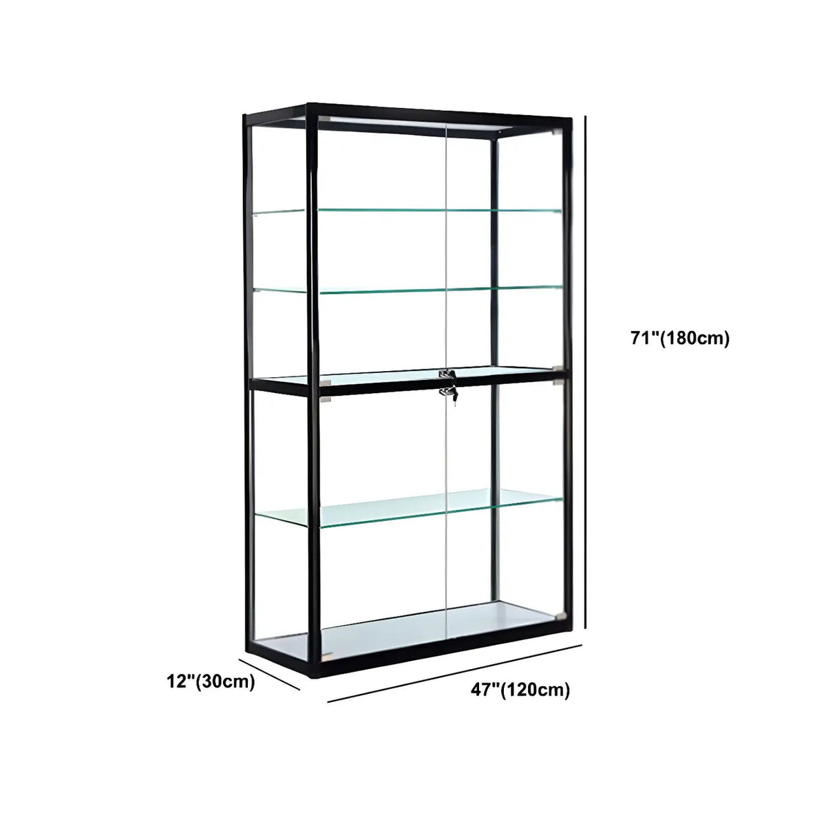 Moderner rechteckiger Vitrinenschrank aus schwarzem Glas