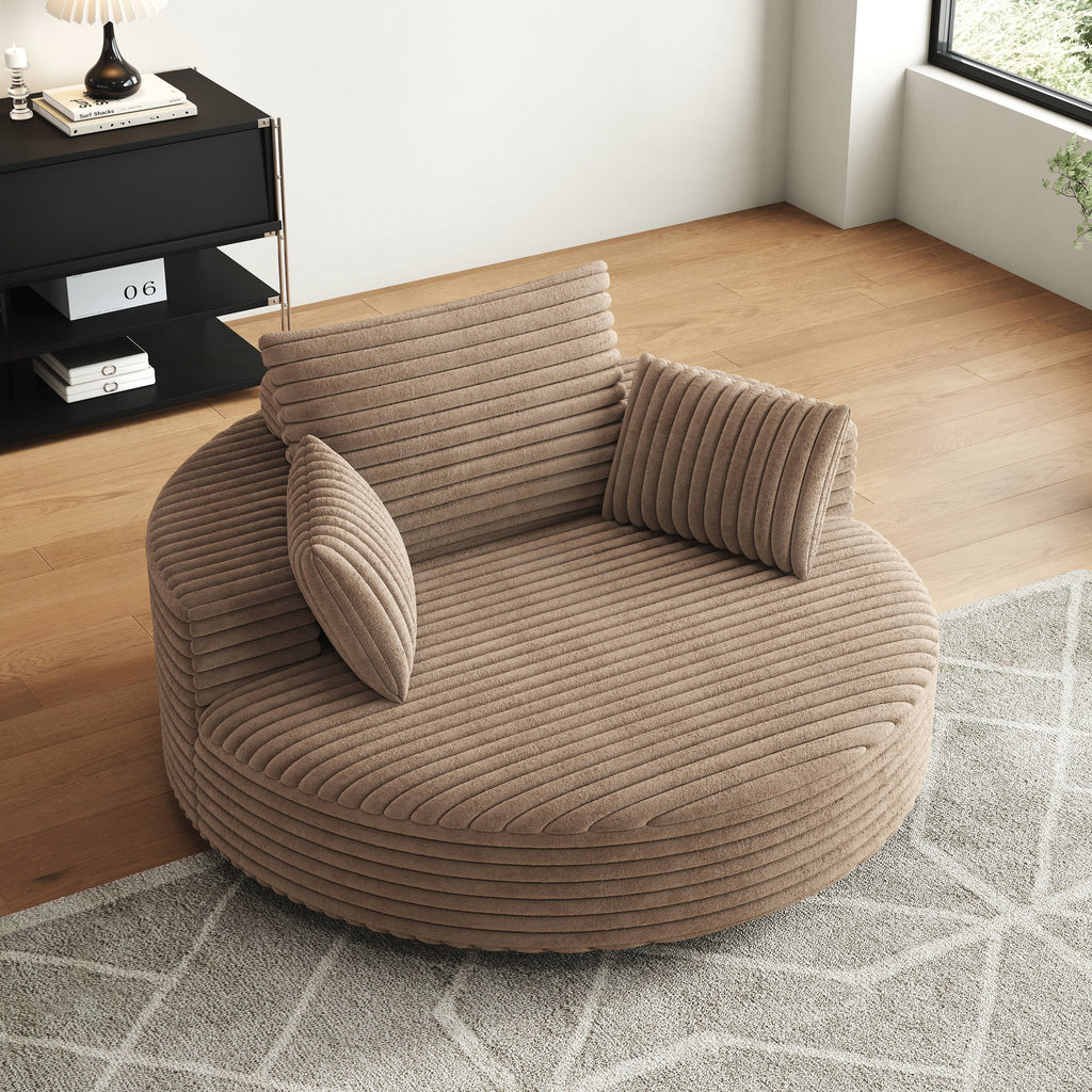 Einzelsessel mit Cord-Chenille-Bezug und Schaumstoffpolsterung, drehbar