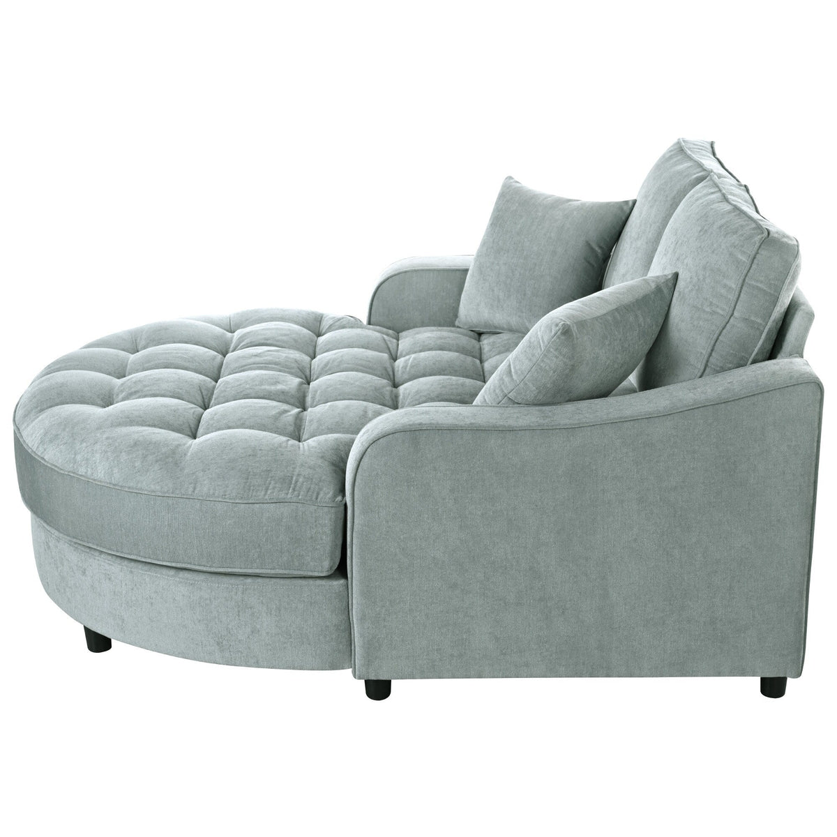 Chaiselongue-Schlafsofa aus Chenille, gepolstertes Sofa mit gesteppter Rückenlehne und 2 abnehmbaren Kissen für das Wohnzimmer