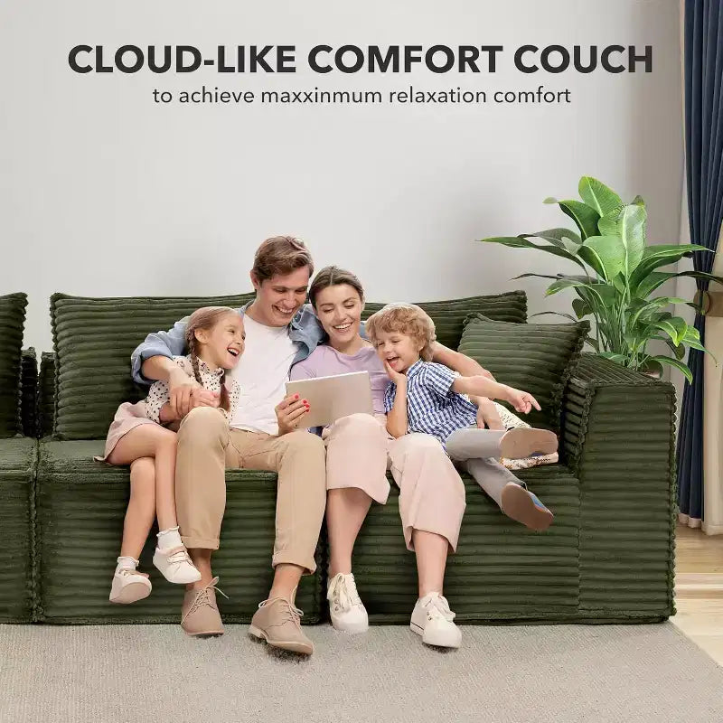Canapé modulaire nuage de 107/ 137, canapé profond sans structure, canapé convertible confortable pour le sol avec poufs et mousse à mémoire de forme