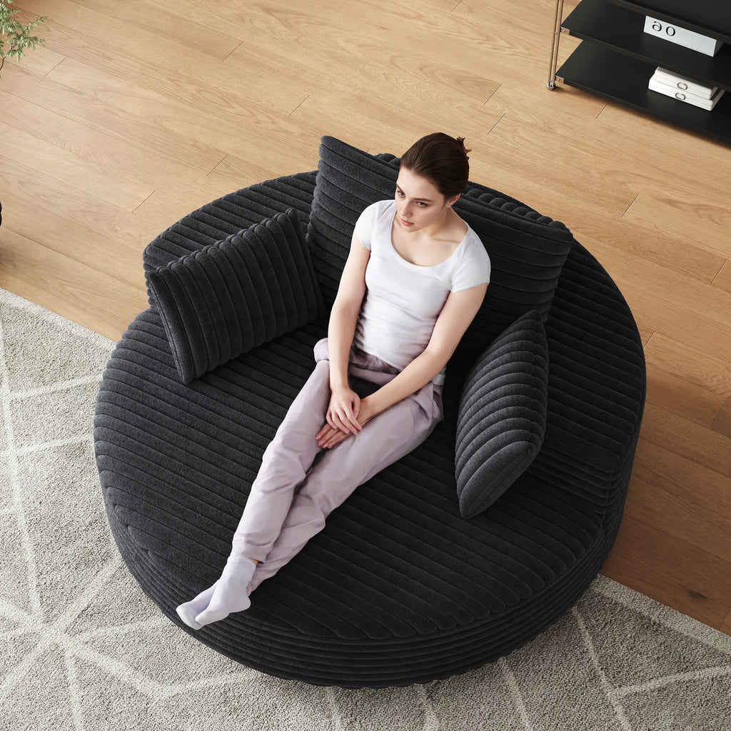 Einzelsessel mit Cord-Chenille-Bezug und Schaumstoffpolsterung, drehbar