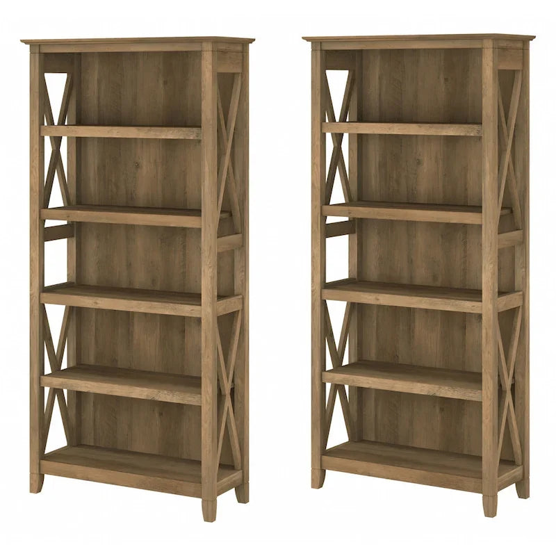 Boekenkast met 5 planken uit de Key West-serie van Bush Furniture