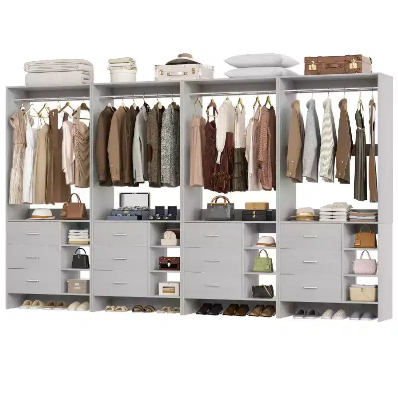Lot de 4 organisateurs de placard Besiost avec tiroirs en bois et tringles à vêtements
