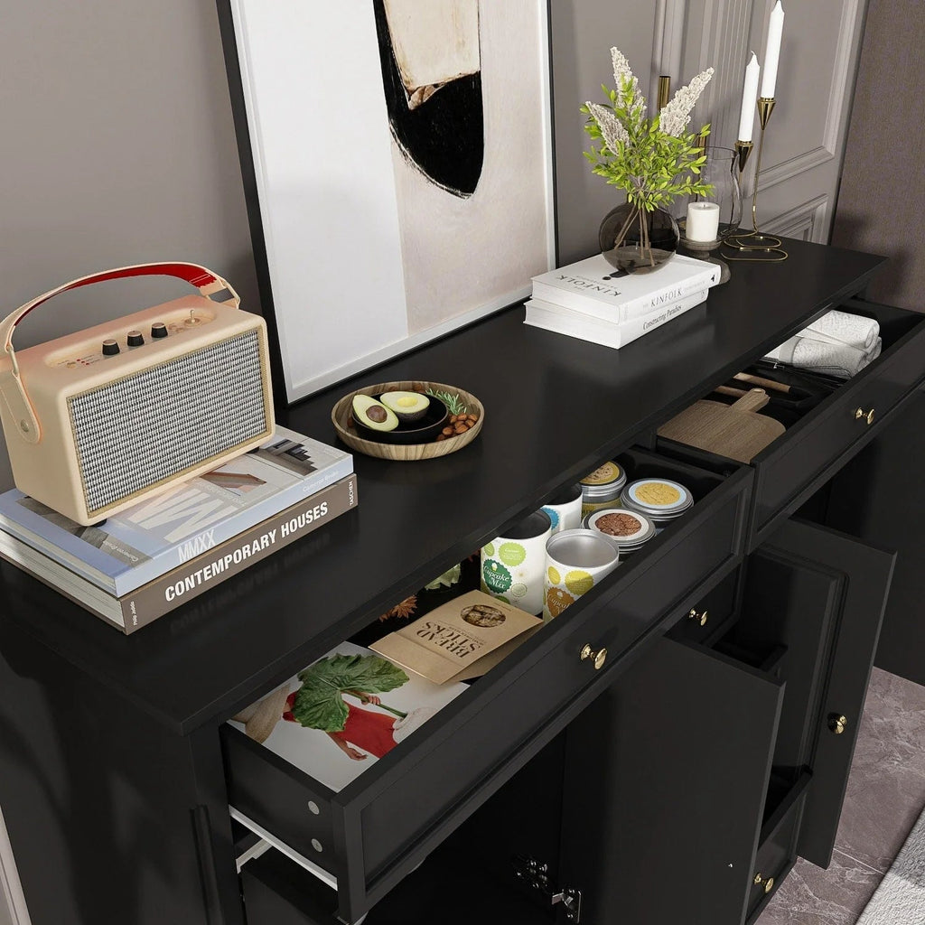 Buffet blanc à portes et tiroirs de 59.1, style moderne du milieu du siècle, laqué contemporain