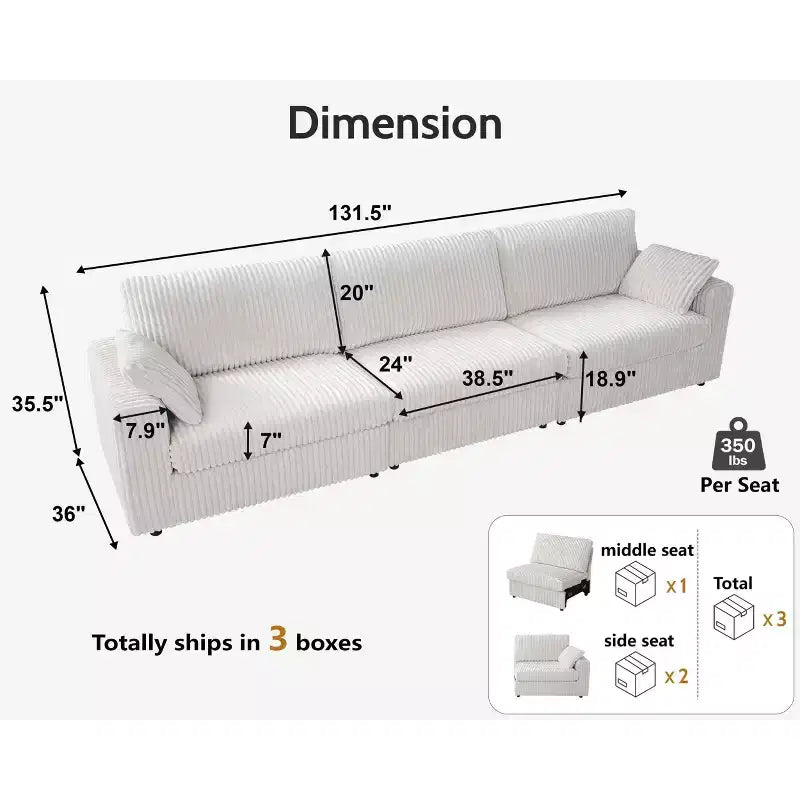 Modulares Cordsofa von Dyonery mit waschbaren Bezügen