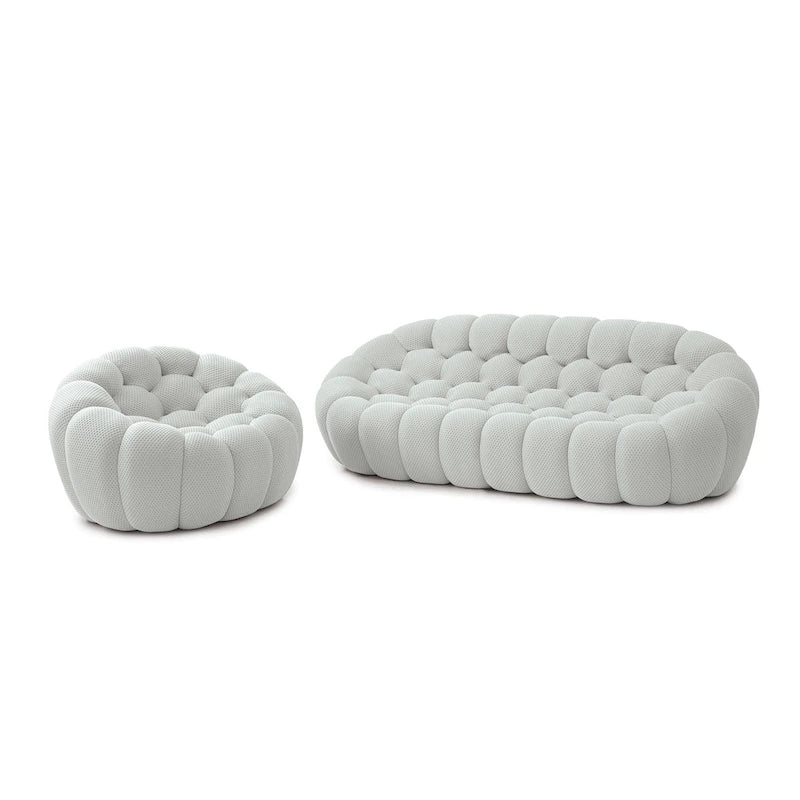 2er-Set 3D-Wabenstoff-Bubble-Sofas, 3-Sitzer-Sofa und Einzelsessel fürs Wohnzimmer