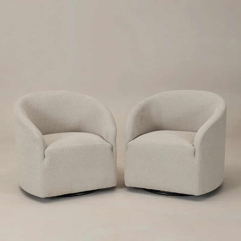 Fauteuil pivotant tonneau KINWELL 32 W rembourré en bouclé (lot de 2)
