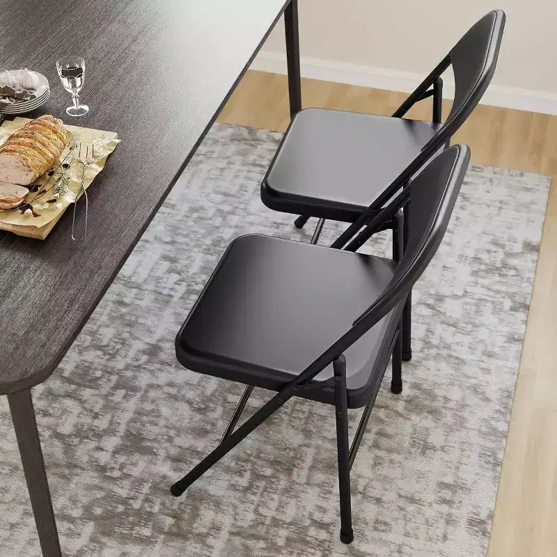 Ensemble de 8 chaises pliantes tout acier avec dossiers, chaises de salle à manger pliables en métal robuste, capacité de 350 lbs, pour l’intérieur et l’extérieur