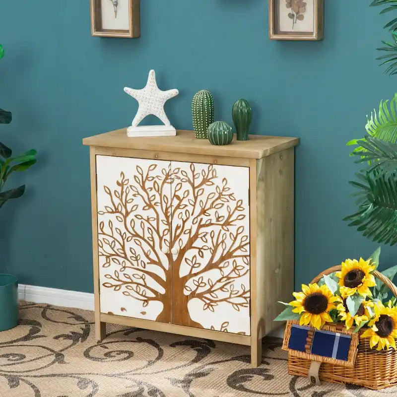 Credenza decorativa in legno con 2 ante