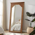 Miroir pleine longueur en bois massif avec gravure de fleurs de cerisier - 180x90x4cm (support non inclus)