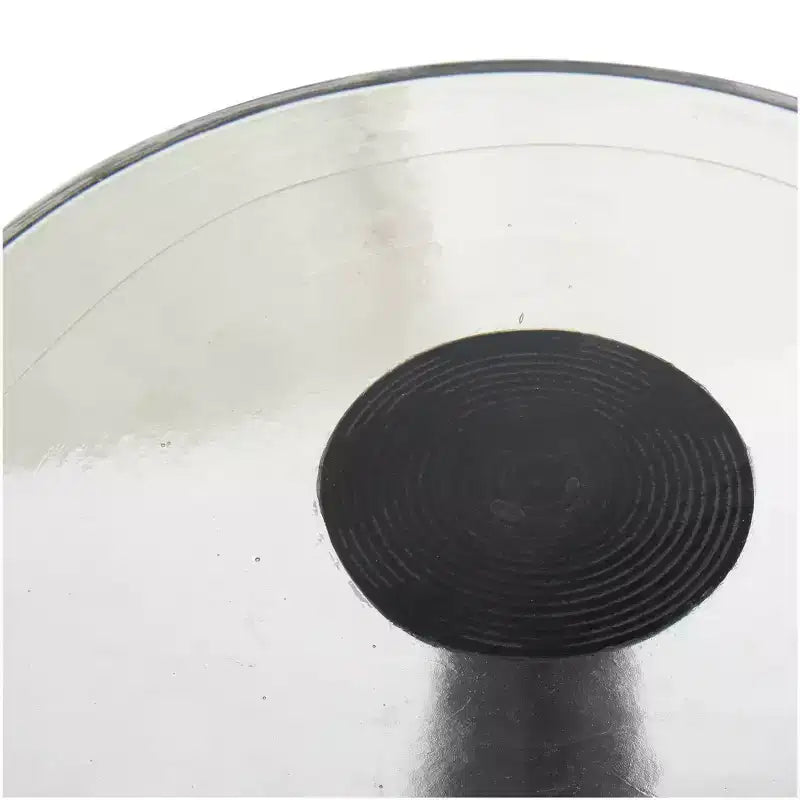 Geometrischer Akzenttisch aus Aluminium in Kegelform mit strukturierter Glasplatte, 24 in
