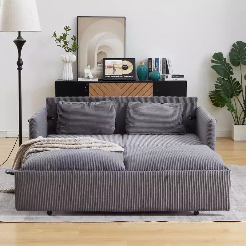 64.5 3-in-1-Schlafsofa aus Cord mit ausziehbarem Bett