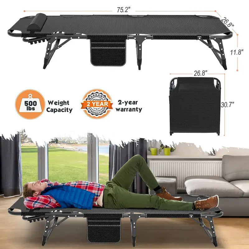 DoCred Upgraded Thicked Folding Camping Cot with Thicked Mattress