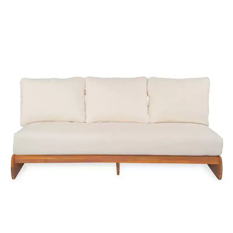 Christopher Knight Home Tavriel moderne Sitzgruppe im Mid-Century-Stil für die Terrasse aus Akazienholz mit 5 Sitzplätzen und dicken Kissen, Tisch nicht enthalten