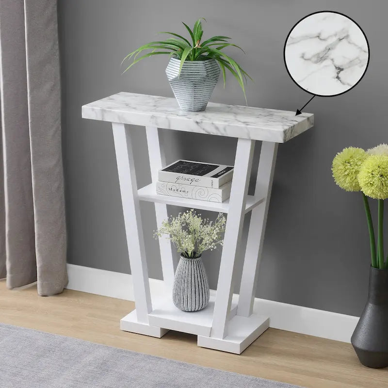 Newport V-consoletafel met planken van Convenience Concepts