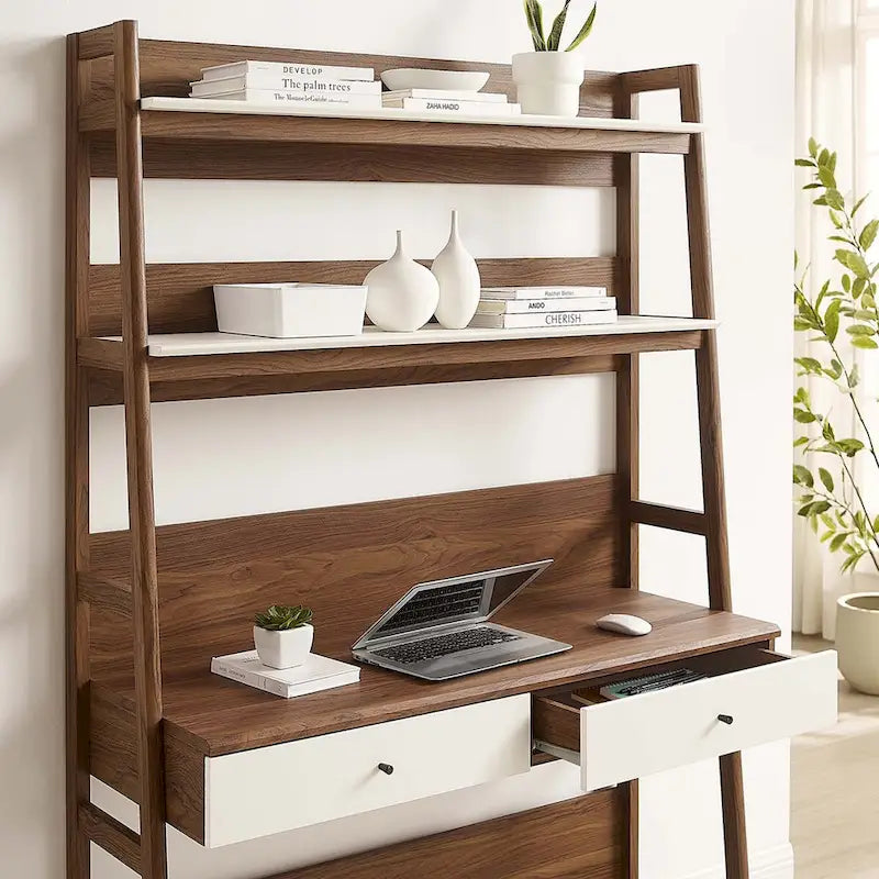 Büroschreibtisch mit Bücherregal und Aufbewahrungsschubladen