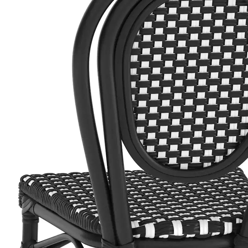 Flash Furniture Lourdes Bistro-Stapelstuhl im Thonet-Stil für den gewerblichen Innen- und Außenbereich, PE-Rattan und Aluminiumgestell