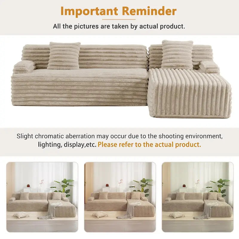 Cloud-Ecksofa, modernes Polstersofa mit 2 Zierkissen, frei kombinierbares Sofa, modulares Ecksofa in L-Form