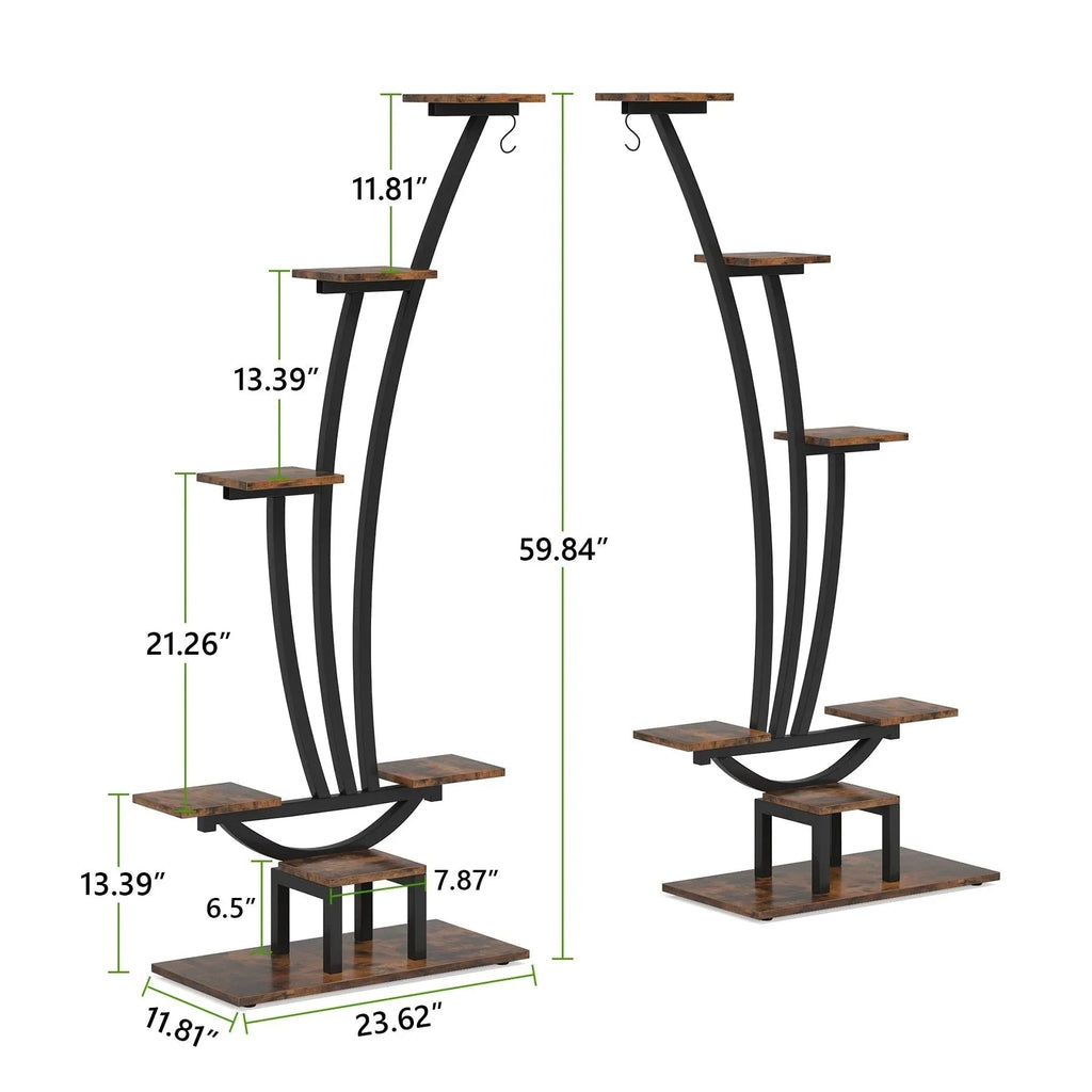 Pflanzenständer für Innenräume, sechsstufiges Blumenregal für Haus und Garten - 2er-Set