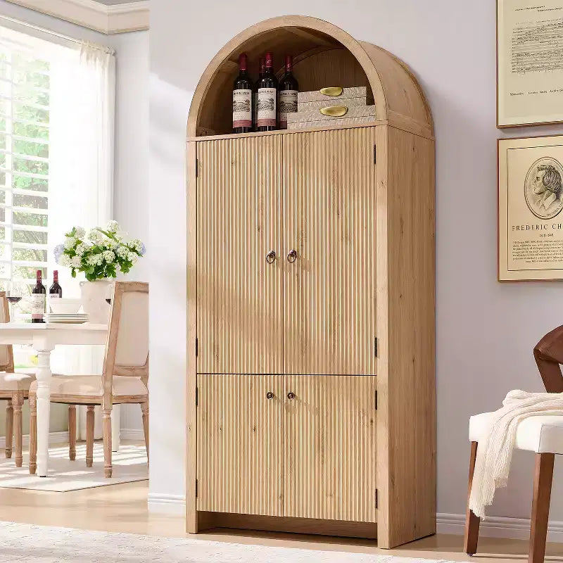 Dispensa da cucina alta 71 con arco, mobile contenitore moderno con 3 ripiani regolabili e 6 ripiani nelle ante, per cucina e soggiorno