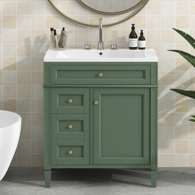 Meuble-lavabo de salle de bain avec vasque à poser et tiroir basculant