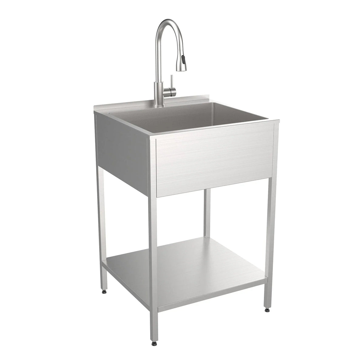 Évier de buanderie et support de lavage en acier inoxydable, 24-in W x 22-in P x 35-in H
