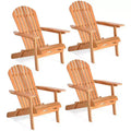 Costway, lot de 4 fauteuils Adirondack pliants en bois d’eucalyptus naturel pour l’extérieur