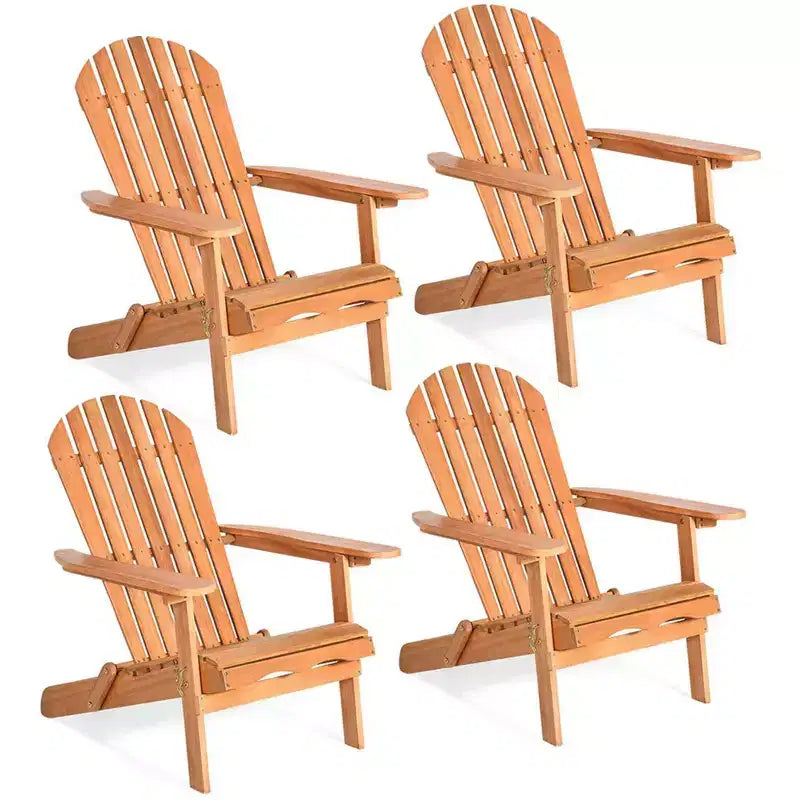 Costway 4-teiliges Adirondack-Loungesessel-Set aus Eukalyptusholz, klappbar, naturfarben