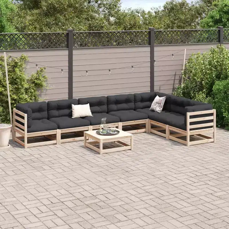 Set da giardino vidaXL con divano modulare componibile in legno massello di pino - pino naturale, senza cuscini