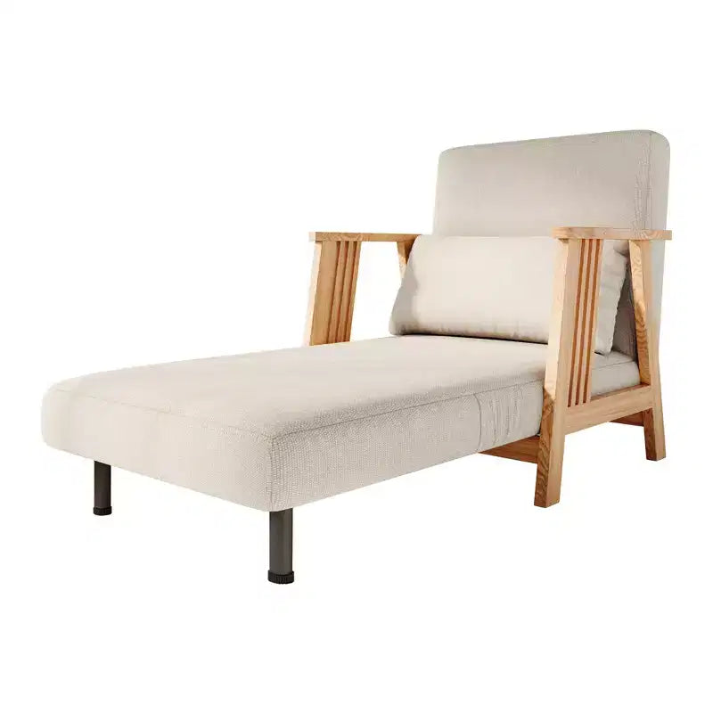 ATJafurn wandelbarer Polstersessel aus Stoff, Akzentsessel-Futonstuhl mit Massivholzrahmen, Schlaf-Chaiselongue für Schlafzimmer und Wohnzimmer, Beige