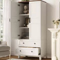 Armoire de rangement haute de 65 avec étagères réglables, garde-manger en bois de style maison de campagne avec 2 portes et 2 tiroirs, bibliothèques autoportantes pour salle à manger et salon