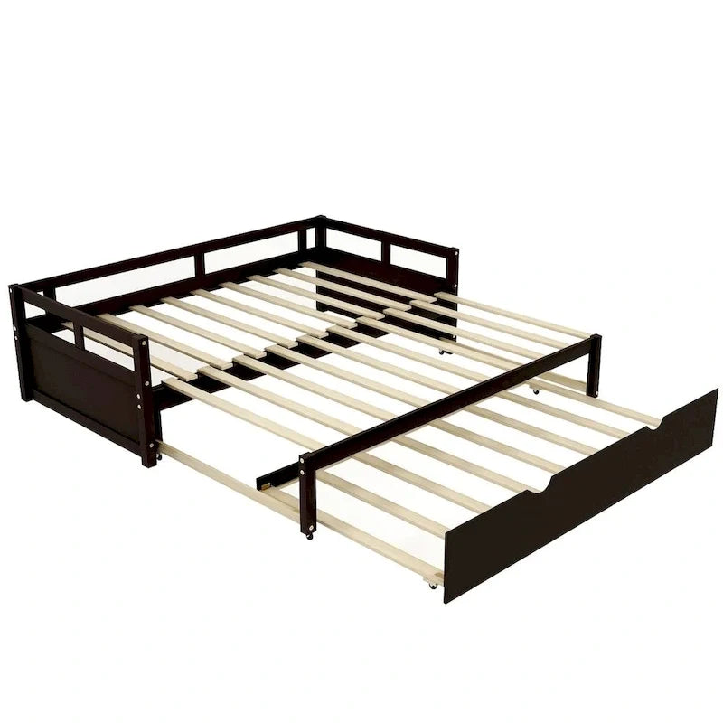 Ausziehbares Tagesbett mit Ausziehbett, Holztagesbett mit Ausziehbett