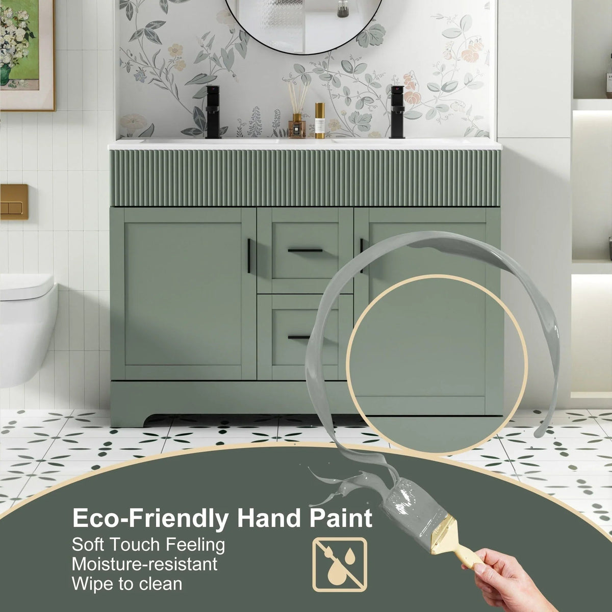 Ensemble meuble-lavabo de salle de bain Wavy Line 30/36/48 avec lavabo et robinet