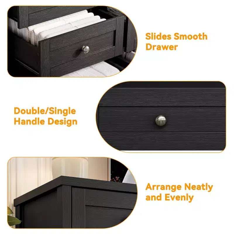 Commode en bois à 12 tiroirs pour chambre, meuble TV moderne et large pour téléviseur de 65 pouces, commode en bois, rangement champêtre pour vêtements dans le salon