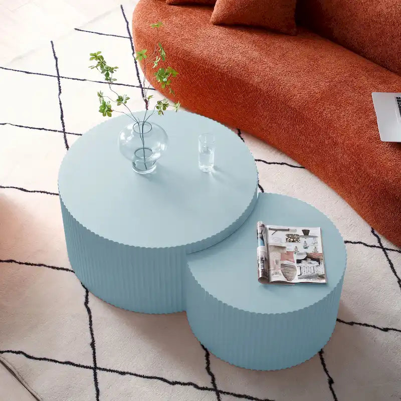 Moderne glamoureuze ronde nesting-bijzettafelset voor de woonkamer (set van 2), niet gemonteerd