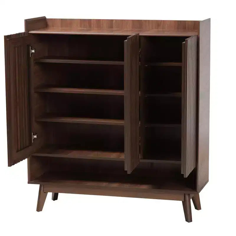 Schuhschrank Delaire im Mid-Century-Modern-Stil, Nussbaumholzoptik